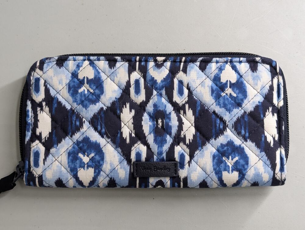 Vera Bradley Zip Around Wallet Ikat Island Blue